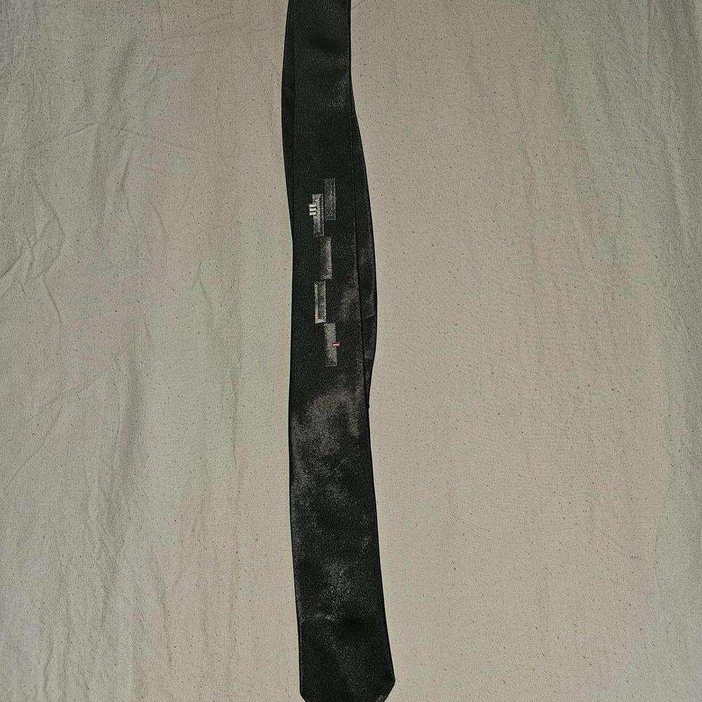 Black Satin Men's Tie with Subtle Pattern